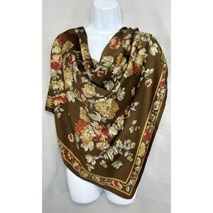 Scarf Made In‎ Italy Brown Floral Square Polyester  Women's